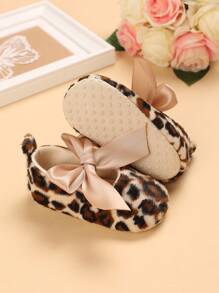 Baby Girl Bow Decor Leopard Print Flats - Multicolor - View 2