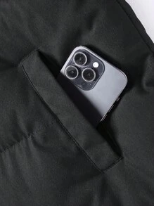 男士拉链保暖内衬背心加厚外套，保暖 - 黑色 - 查看 3