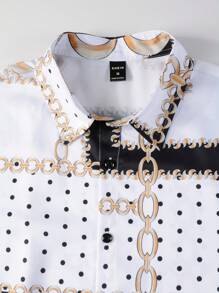 Manfinity Homme Heren Kettingprint Knoppen Shirt