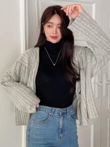 DAZY Chaqueta con capucha y cinturón de hombros caídos, ropa de otoño