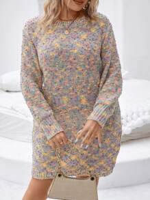 SHEIN LUNE 大碼段染落肩毛衣洋裝 - 彩色 - 查看 5