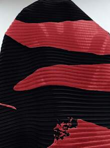 SHEIN LUNE Graphic Print Batwing Sleeve High Low Hem Shirt Dress - Rose Red - View 7