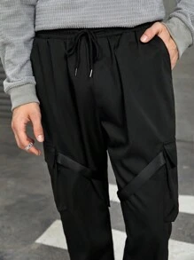 Manfinity EMRG Men Flap Pocket Side Cargo Pants - Black - View 6