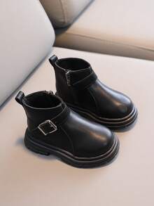 嬰兒時尚靴子,中性短靴適合春天和秋天 - 黑色 - 查看 4