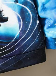 SHEIN 小男孩宇航员印花卫衣 - 黑色 - 查看 5