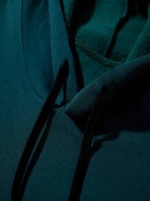 Manfinity LEGND 男士大码花和標語圖案袋鼠口袋抽繩連帽衫 - 墨綠色 - 查看 5