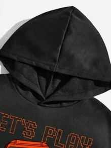 青少年男孩標語圖案連帽衫