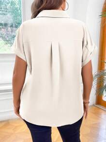 Calvaya Plus Ombre Batwing Sleeve Button Front Shirt - Apricot - View 2