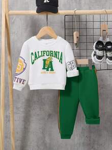 SHEIN 嬰兒男童戶外運動寬鬆印花圓領衫和褲子套裝 - 彩色 - 查看 6