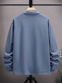 Manfinity Homme Men Button Front Flap Pocket Overcoat , Fall Winter