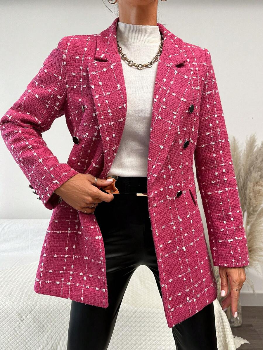 EURMUSE 格紋雙排釦西裝領西裝外套 - 彩色 - 查看 1