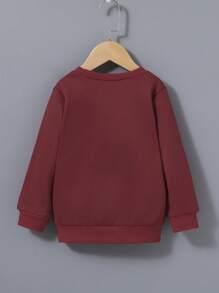 Young Boy Christmas Print Sweatshirt - Burgundy - View 2