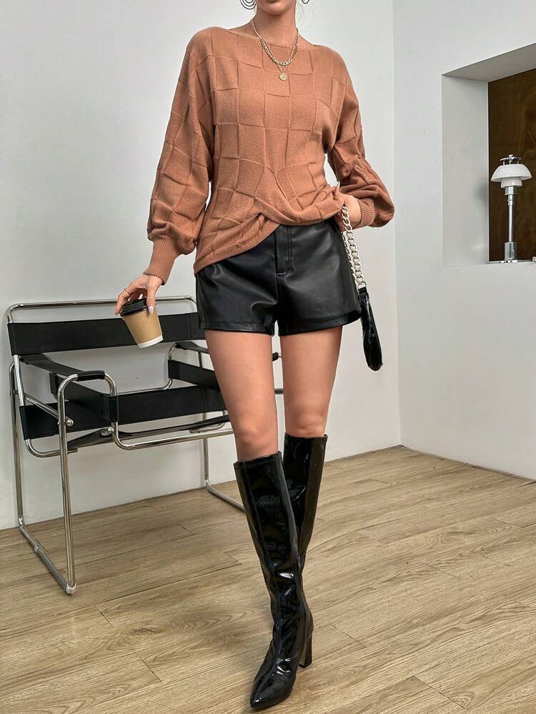 Solid Batwing Sleeve Sweater