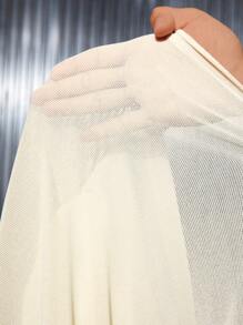 SHEIN PETITE 綁繩側拉褶曲胸頸後空背演唱會連衣裙