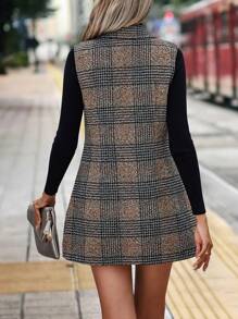 SHEIN LUNE Kẻ sọc Đôi ngực Áo khoác Vest - Nhiều màu - Xem 2