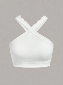 VARSITIE 運動瑜伽基礎胸罩，女士網球服裝 - 白色 - 查看 2