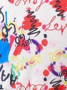 SHEIN 年轻女孩字母图案拉链夹棉外套（不含毛衣） - 彩色 - 查看 5