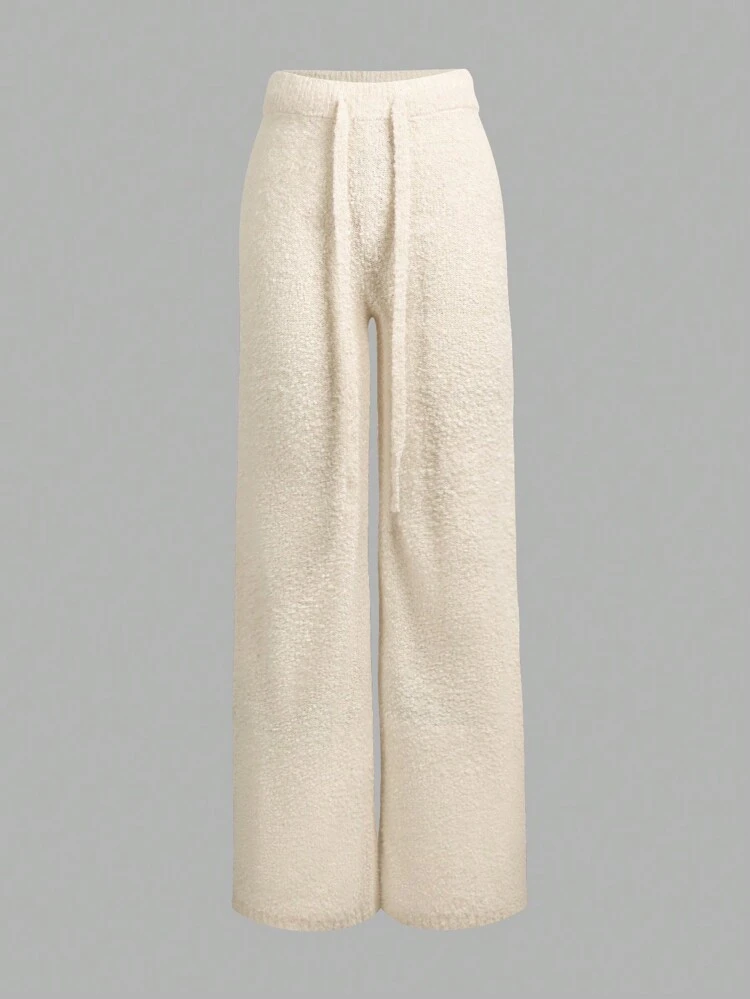 Drawstring Waist Wide Leg Knit Pants