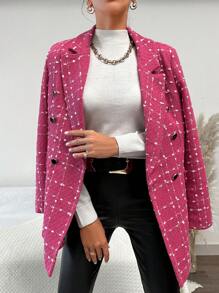 EURMUSE 格紋雙排釦西裝領西裝外套 - 彩色 - 查看 5