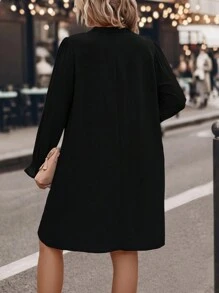 SHEIN LUNE Cộng với váy dài cổ khía - màu đen - Xem 2