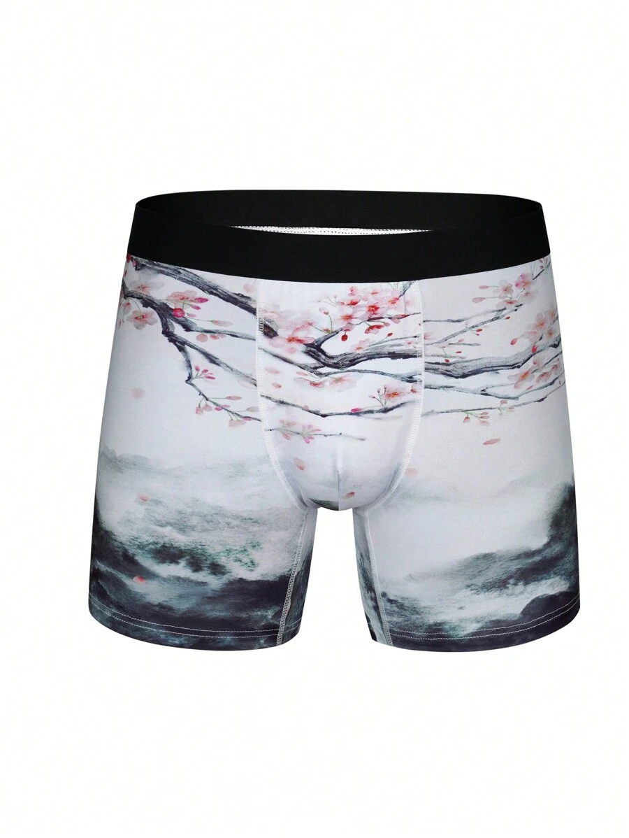 Men Landscape Print Boxer Brief - Multicolor - View 1