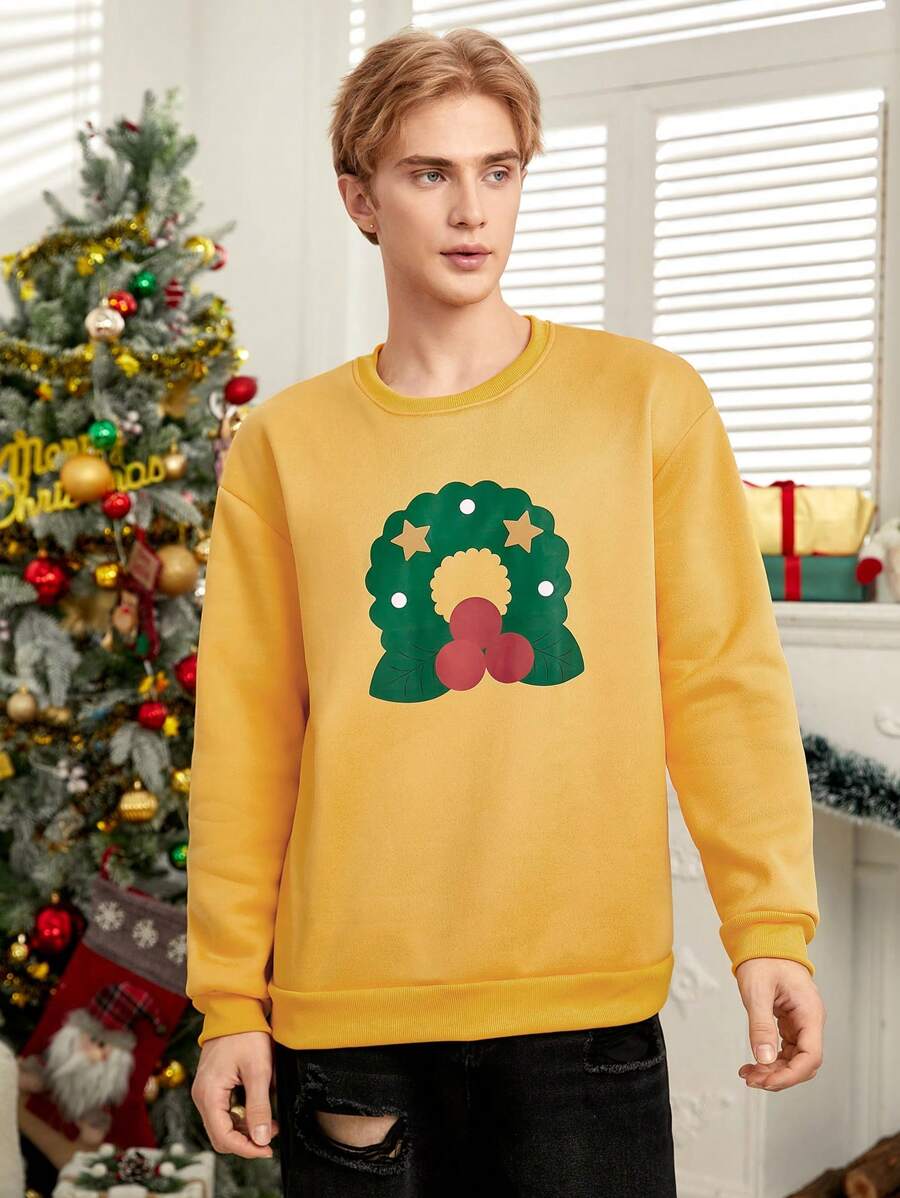 Manfinity EZcore Men Christmas Print Sweatshirt - Yellow - View 1