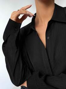 BizChic Camicia monocolore con bottone frontale - nero - Visualizzare 4
