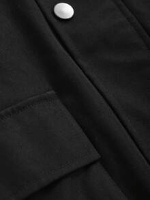 FRIFUL 插肩袖抽繩下擺抽繩下擺拉鍊按扣連帽夾克 - 黑色 - 查看 3