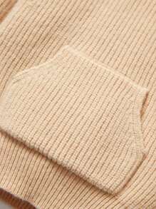 Đứa bé gái Chất rắn Túi kangaroo áo có mũ Áo len - Màu Khaki - Xem 4