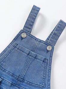 Young Boy Ripped Frayed Denim Overall Jumpsuit - Medium Wash - View 7