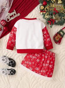 女嬰愛心和字母圖案運動衫和裙子