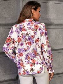 Aveloria Mock Neck Floral Print Shirt - Multicolor - View 2