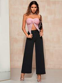 SHEIN Tall High Waist Wide Leg Jeans - Black - View 3
