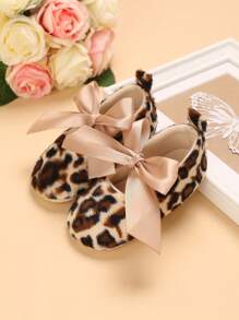 Baby Girl Bow Decor Leopard Print Flats - Multicolor - View 6