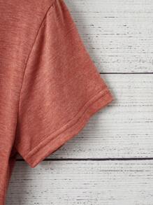 INAWLY 夏季女款标语图案 T 恤 - 亮橙色 - 查看 3