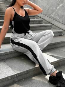 RueChic Plus Solid Cami Top & Contrast Side Seam Sweatpants - Multicolor - View 4
