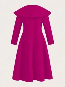 SHEIN Clasi Plus Solid Double Breasted Overcoat - Hot Pink - View 3