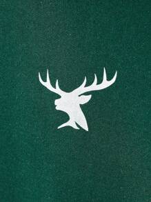 EURMUSE Men Deer Print Drawstring Sweatshirt & Sweatpants - Green - View 3