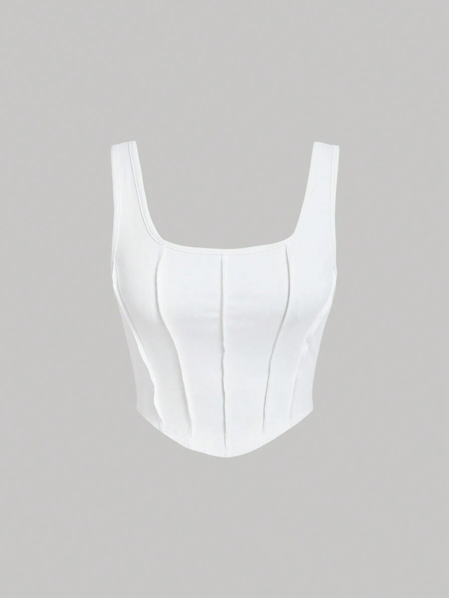 SHEIN MOD Solid Seam Tank Top - White - View 1