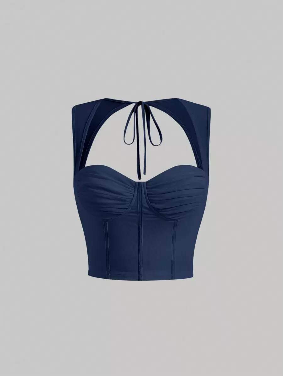 SHEIN MOD قمم ليلة موعد صيفية قمة صدرية مخططة بارزة مقصوصة