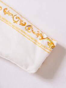 Girls Baby Baroque Print Zip Up Hooded Fold Pleated Detail Fold Pleated Detail Coat - Multicolor - View 4