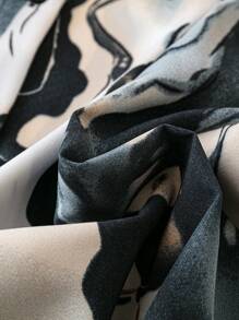 SHEIN LUNE Plus Marble Print Button Front Shirt - Multicolor - View 4