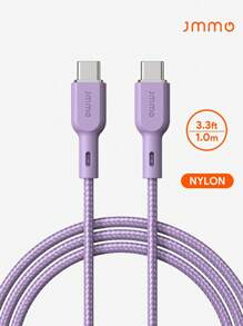 JMMO Type-C 型电缆，尼龙 USB Type-C 至 USB Type-C 型充电器线，尼龙编织线超耐用 3.3 英尺/1 米圣诞礼物，秋冬必备品 - 紫色 - 查看 1