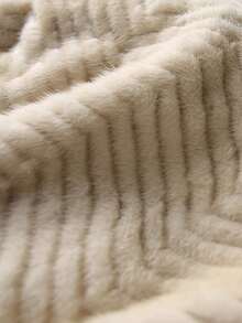 純色束帶絨毛大衣 - 白色 - 查看 5