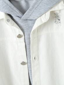 男大童破洞前紐扣牛仔襯衫無連帽衫 - 白色 - 查看 5
