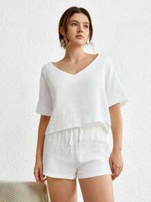 Ocili 純色蝙蝠袖休閒上衣 - 白色 - 查看 6