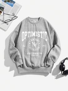 青少年女孩休闲简约卡通图案卫衣，适合秋冬季 - 灰色 - 查看 1