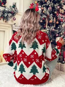 SHEIN LUNE Mẫu giáng sinh Thả vai Áo len - Nhiều màu - Xem 2