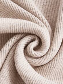 SHEIN BASICS Plus Mock Neck Ribbed Knit Sweater Dress In Fall/Winter - Apricot - View 6