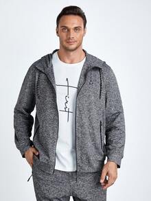 GENTILAND Men Plus Marled Knit Drawstring Hoodie & Sweatpants - Grey - View 5